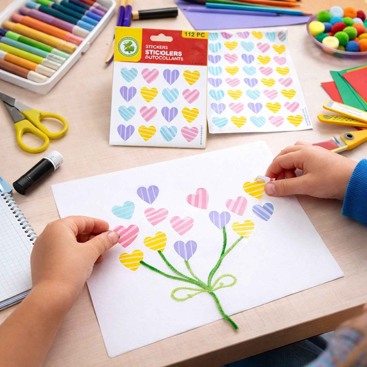 Heart Shape Stickers Set – 112 Colorful Decorative Pieces