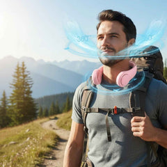 Travel Essentials Combo – Wearable Neck Fan, Mobile Stand & USB Cable