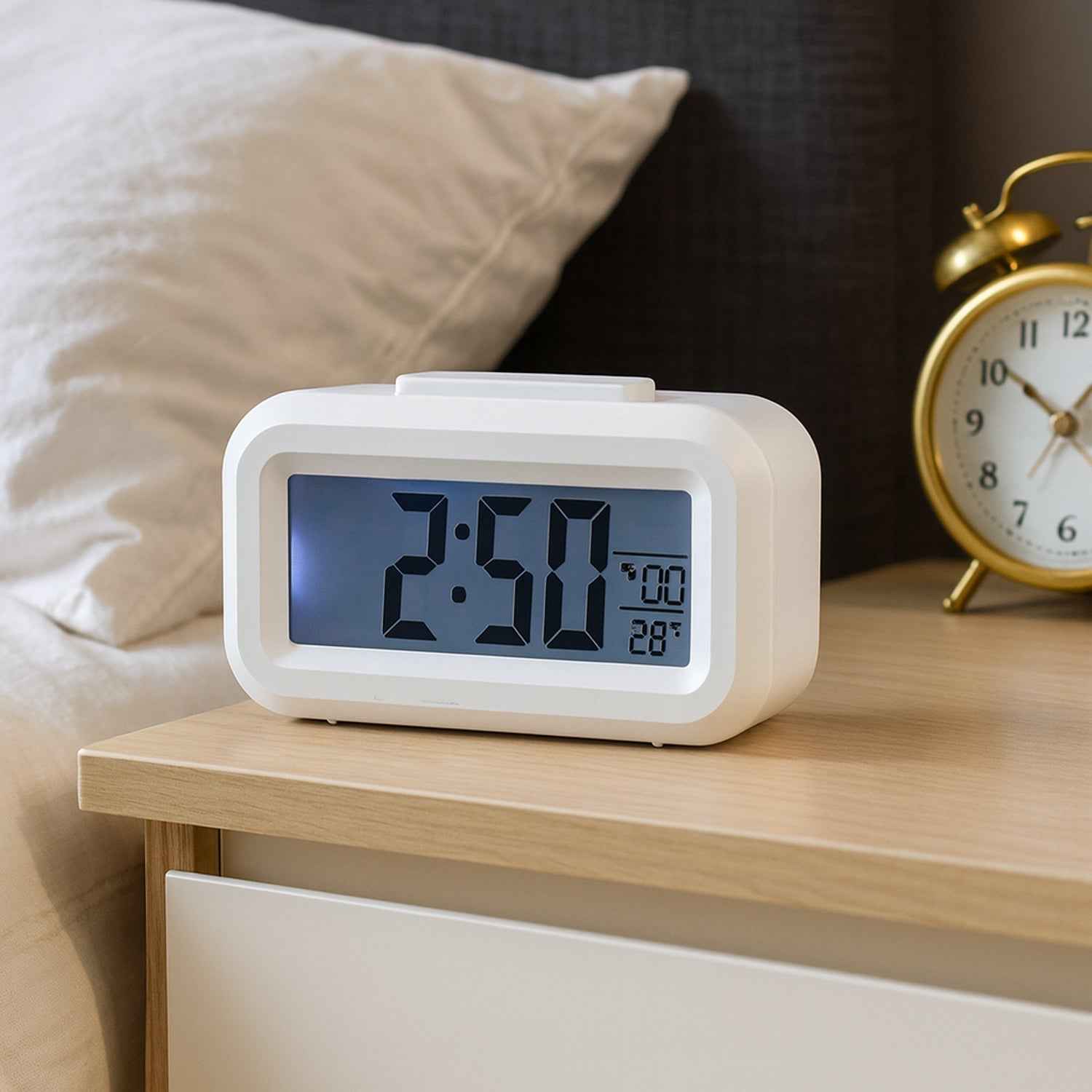 Digital LED Alarm Clock – Compact with Temperature & Night Light