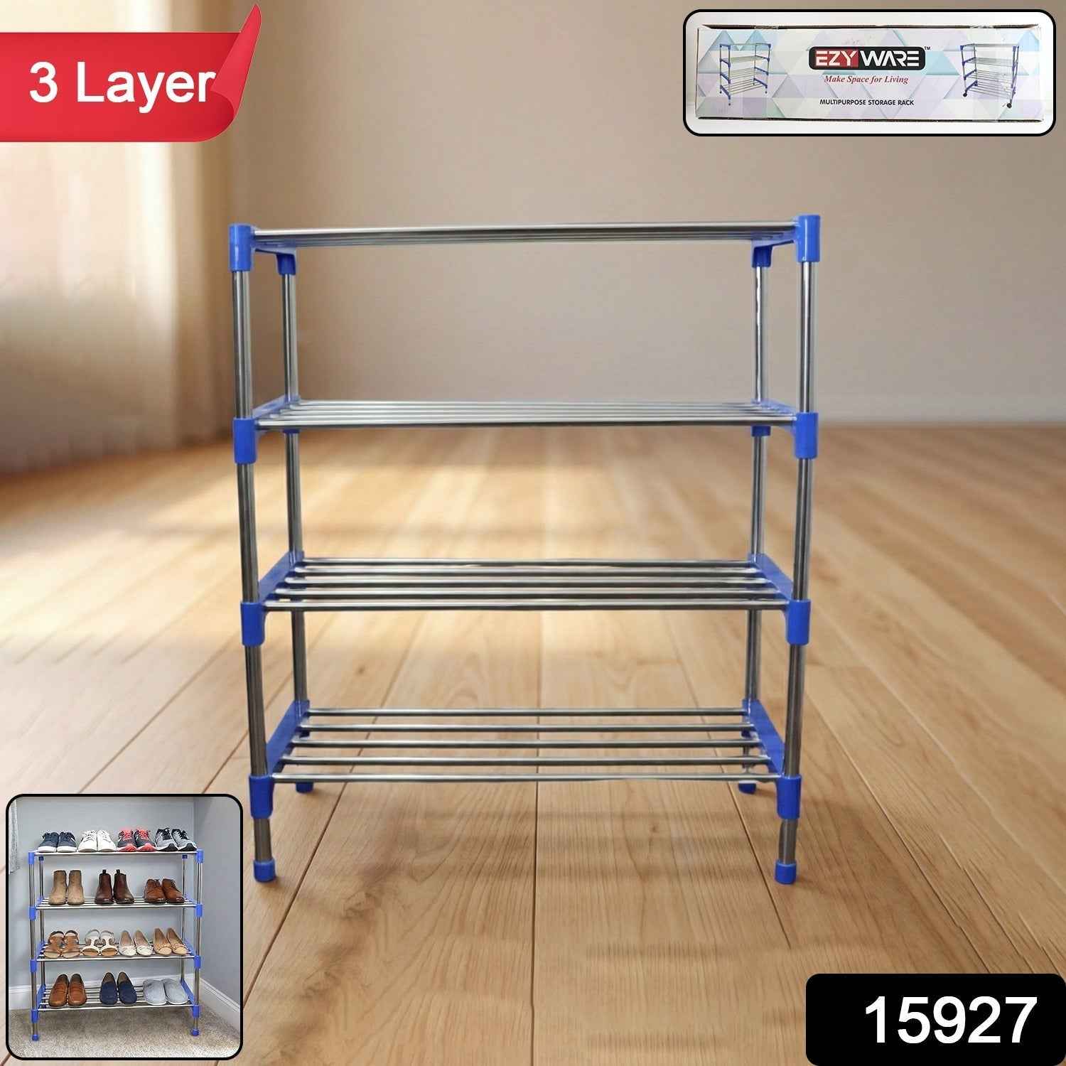 4-Layer Shoe Rack Organizer – Durable Stainless Steel Storage