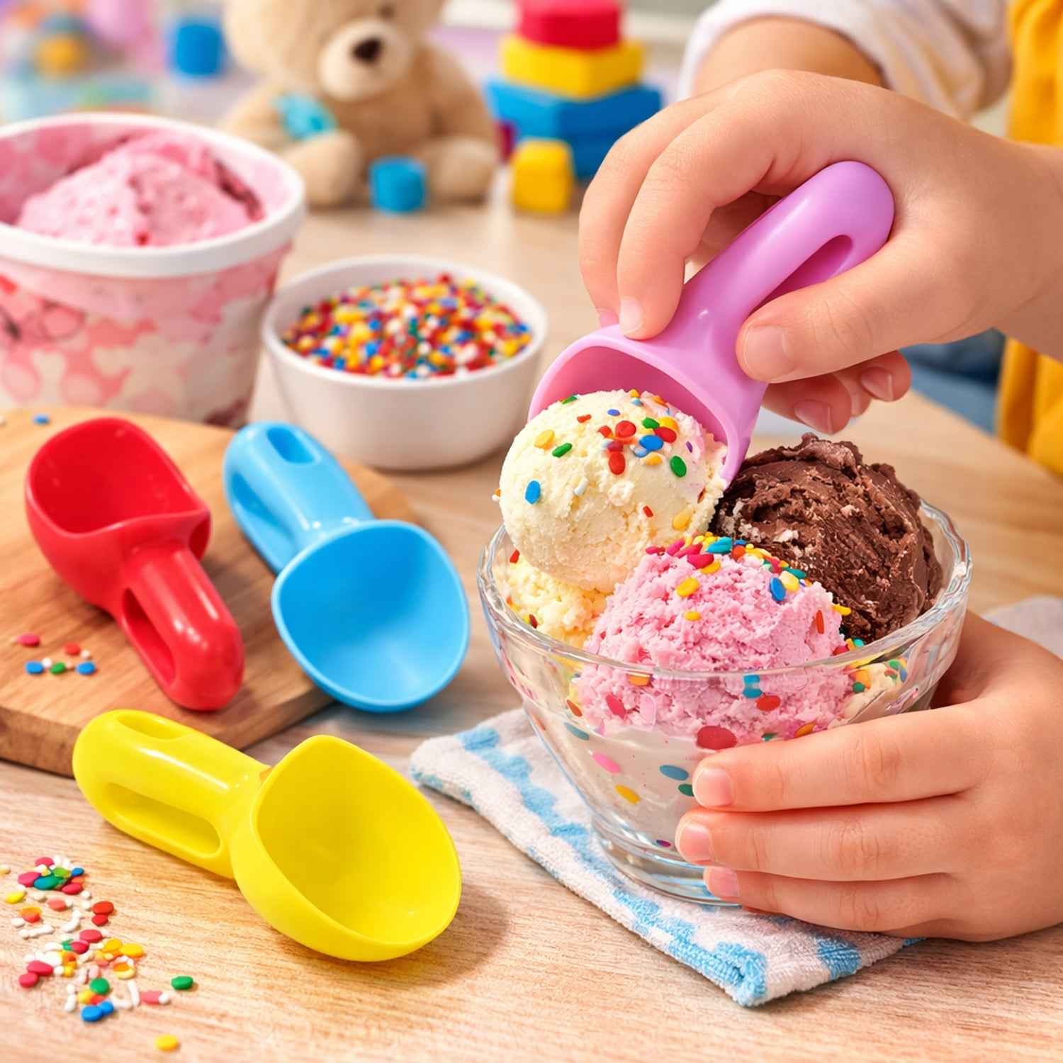 Plastic Ice Cream Scoop – 4 Pc Multipurpose Kitchen Set