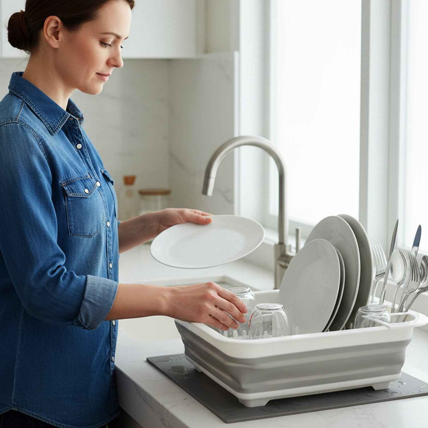 Foldable Plastic Dish Drying Rack – Space-saving & Portable Organizer
