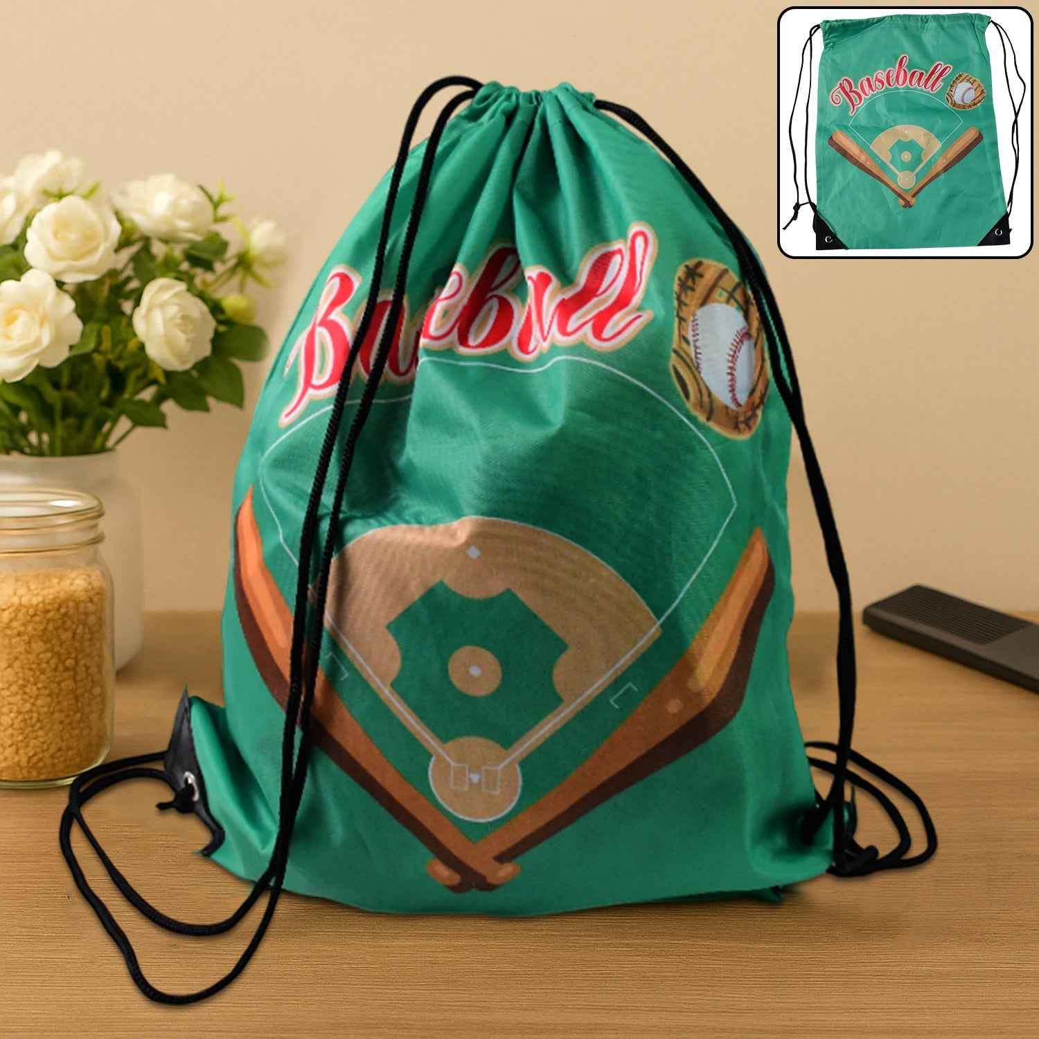 Water-Resistant Nylon Drawstring Backpack – Lightweight & Foldable