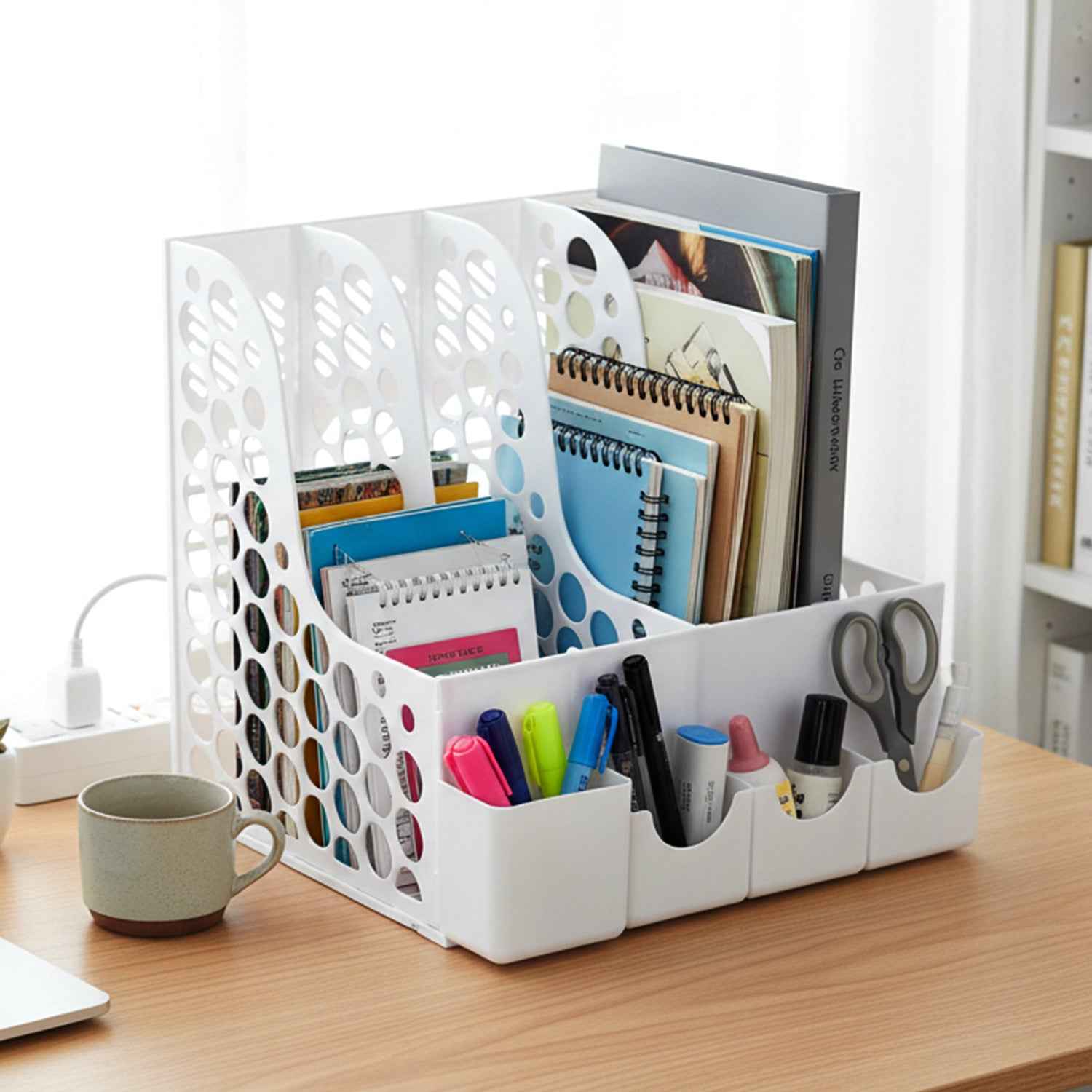 Desk Organizer File Holder – Vertical Multipurpose Workspace Storage