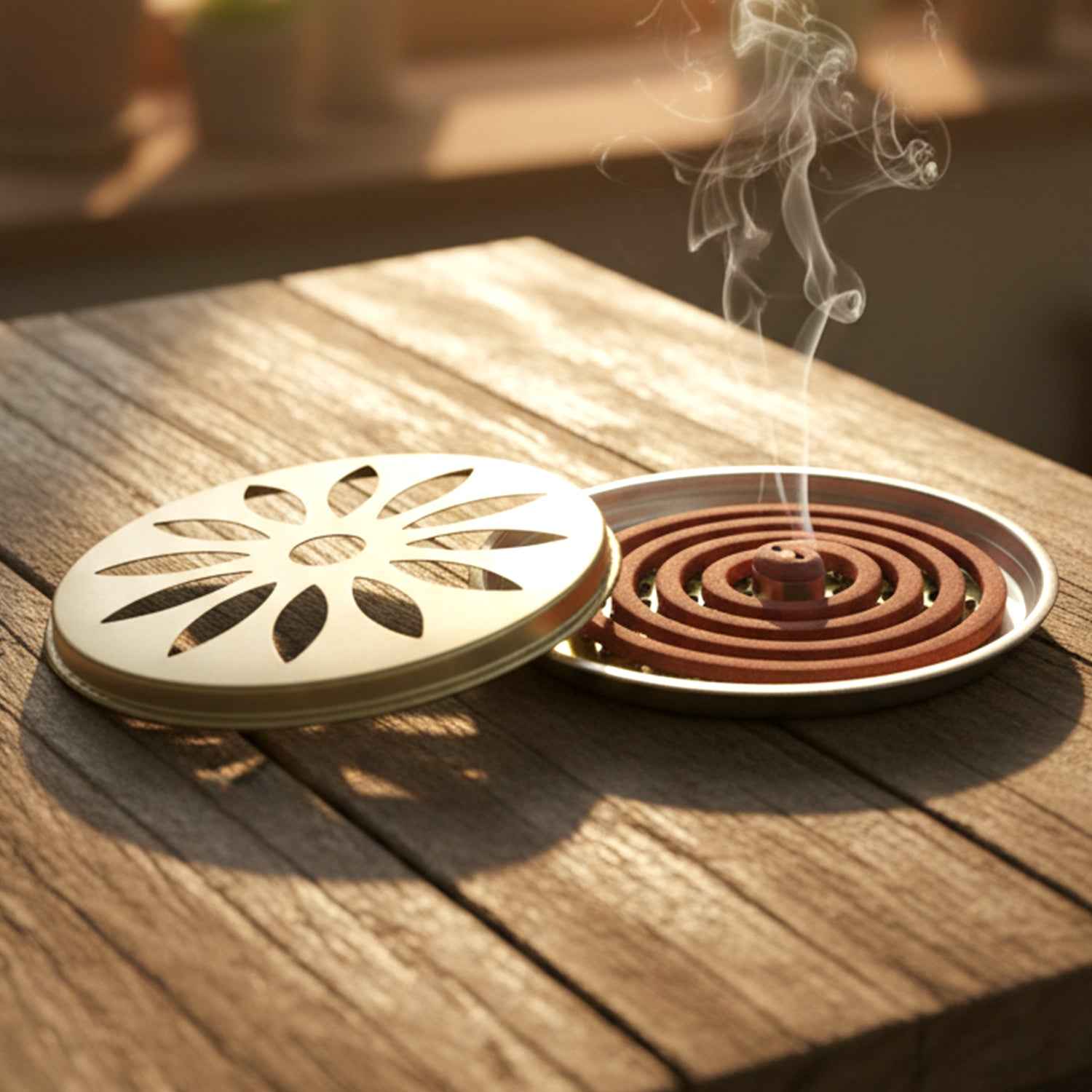 Metal Mosquito Coil Stand with Protective Cover – Durable and Safe