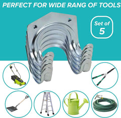 Heavy Duty Tool Hanger Hooks – 5-Pack Garage Storage | GlimmerHome