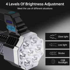 Rechargeable LED Flashlight – Portable 7-LED COB Torch | PHOBIA