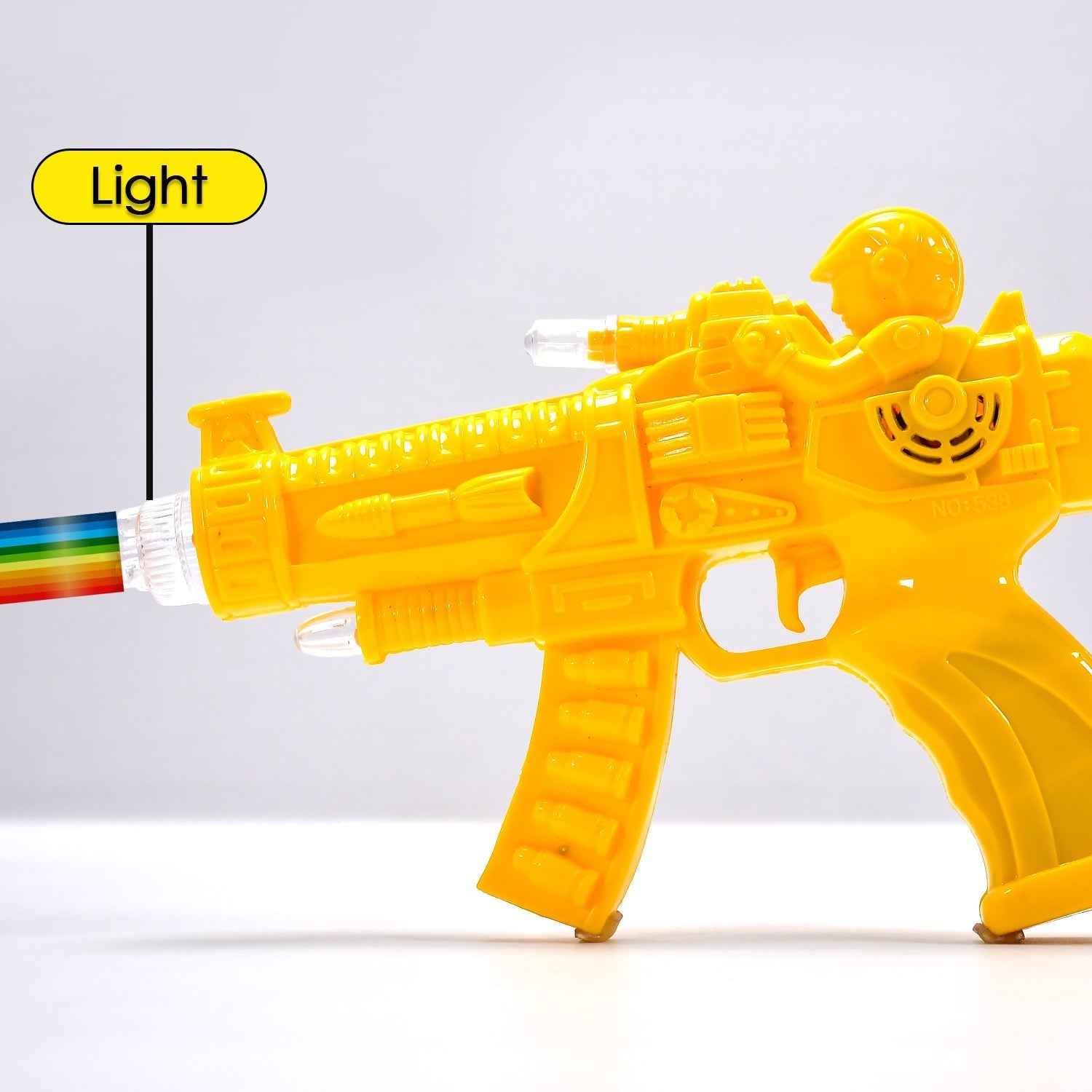 Musical Transparent Toy Gun – Rainbow Light & Gear Play | Colorful Creations
