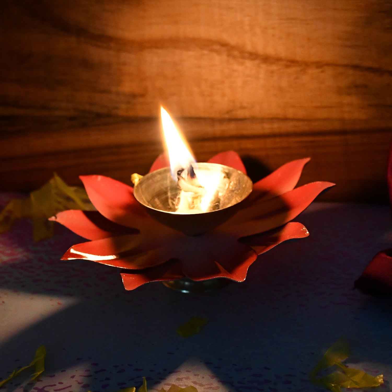 Brass Lotus Oil Diya – Elegant Spiritual Pooja Light