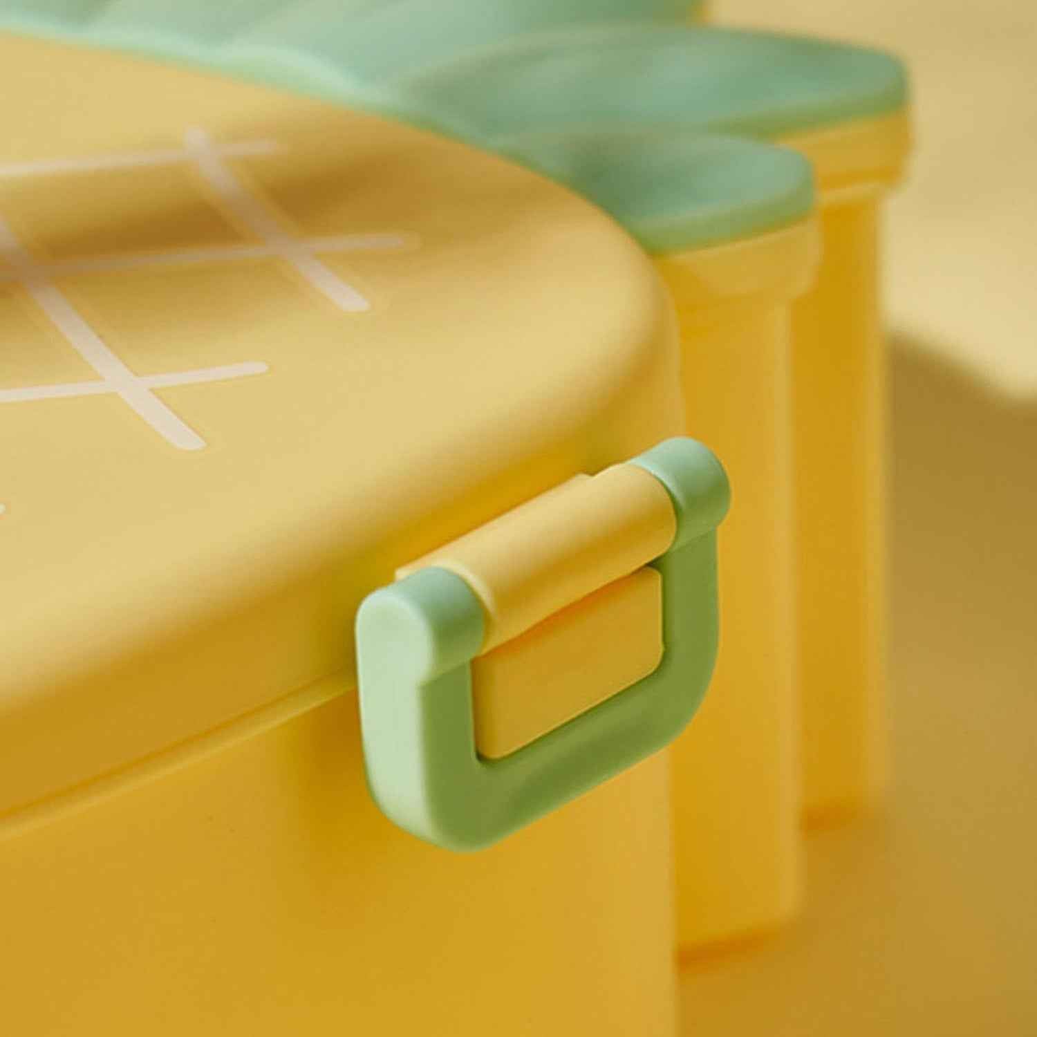 Kids Bento Lunch Box – Pineapple Design with Fork & Spoon | Lunchie Bunchie
