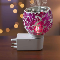 Plug-In Aroma Diffuser Lamp – Purple Mosaic Glass Night Light