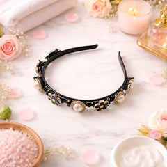 Elegant Pearl & Floral Hairband – Stylish Accessory for Women & Girls