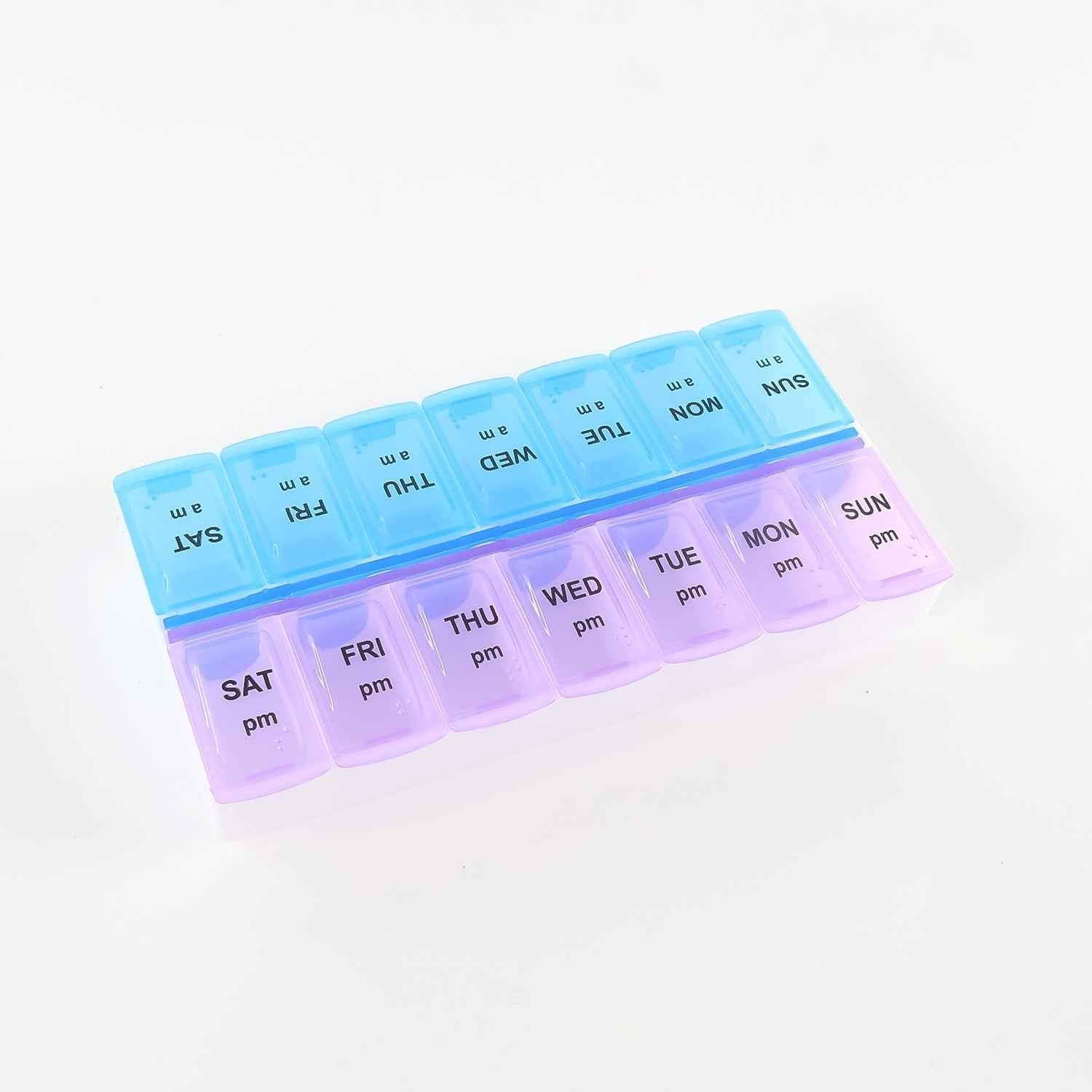 Weekly Pill Organizer – 14 Compartments with Snap Lids