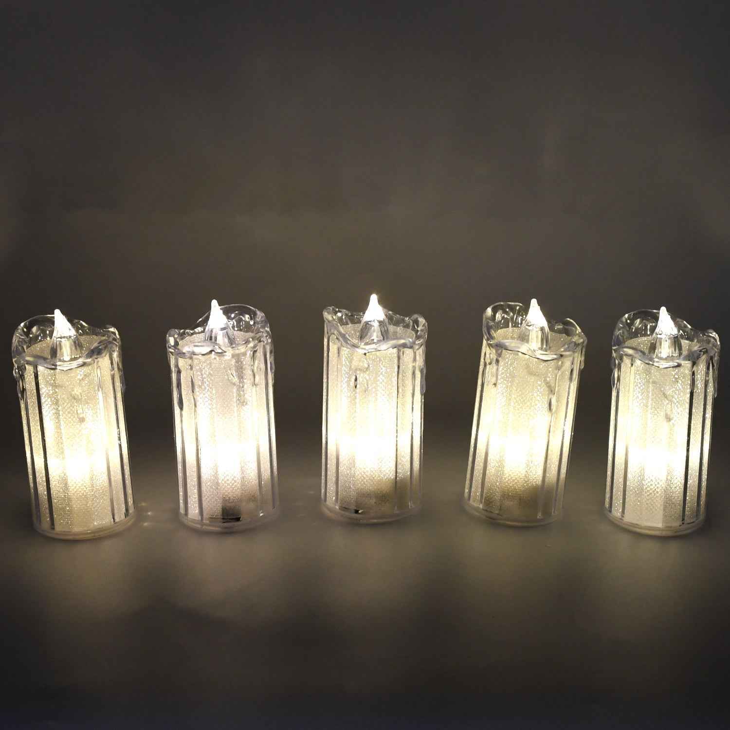 Decorative flameless LED candles arranged to create a festive ambiance.