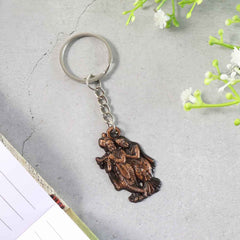 Radha Krishna Metal Keychain – Durable Spiritual Key Holder