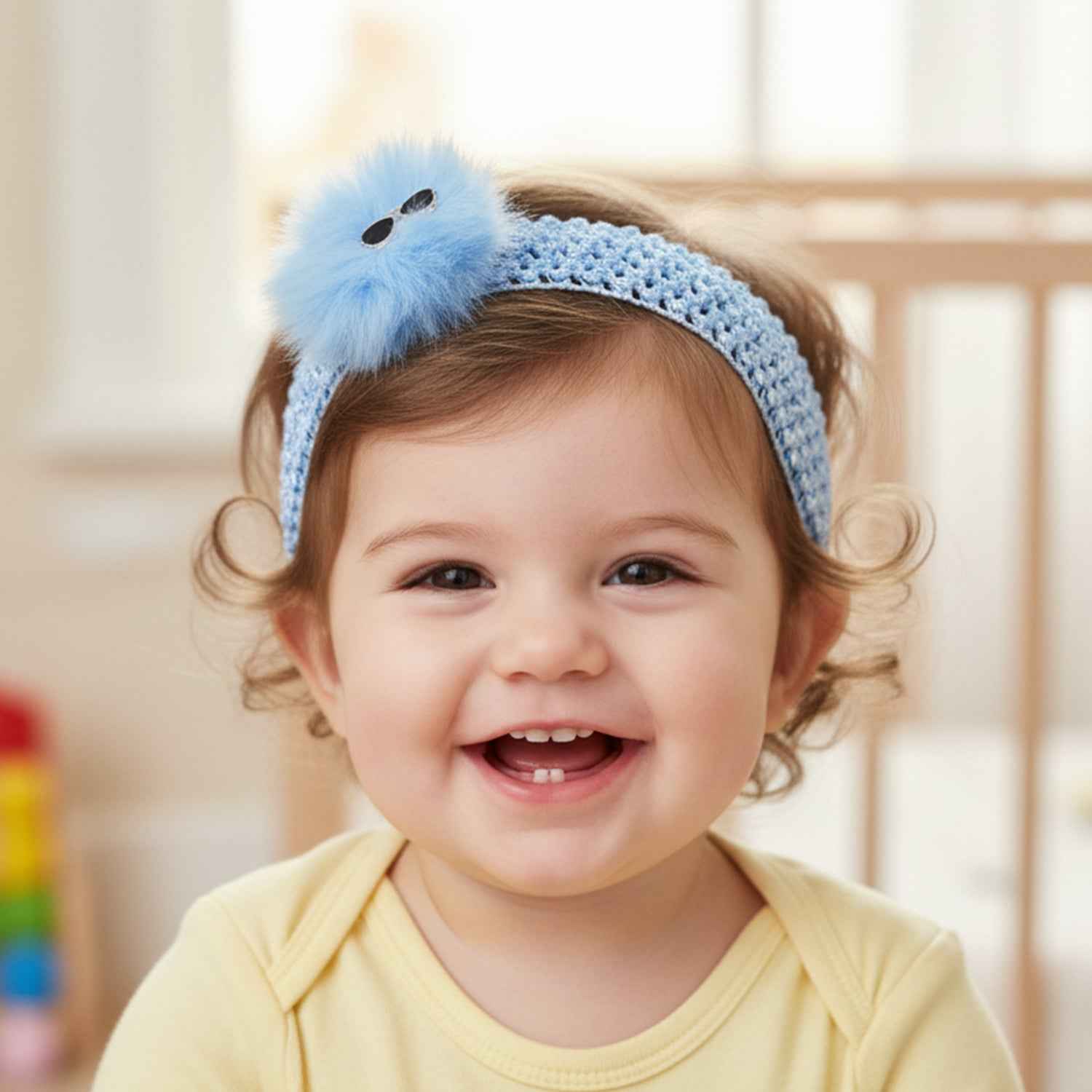 Baby Girls Hair Band – Soft Elastic with Pom Pom for Comfort