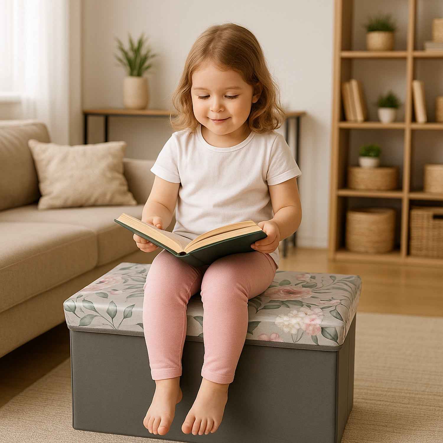 Foldable Storage Box with Floral Lid – Durable & Spacious Organizer