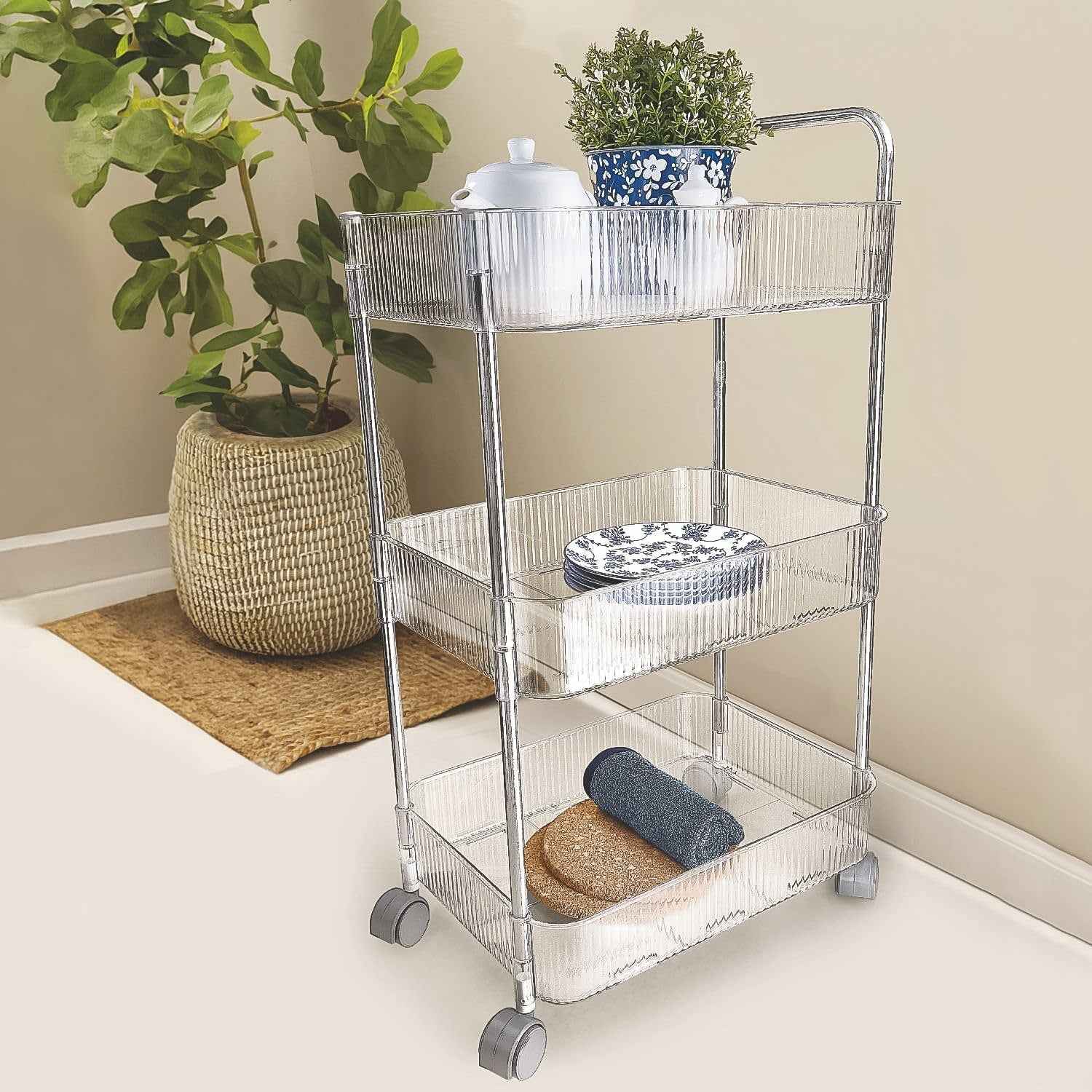3-Layer Storage Trolley with Wheels – Durable & Versatile Organizer