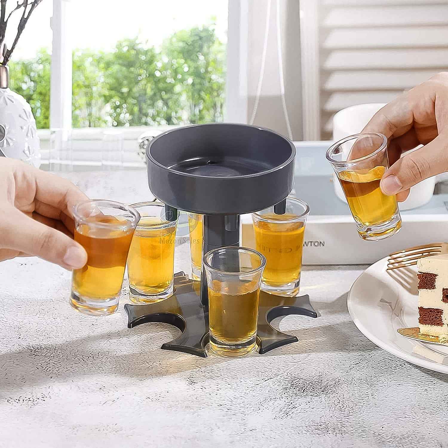 6-Port Drink Dispenser Stand – Even Flow for Party Shots