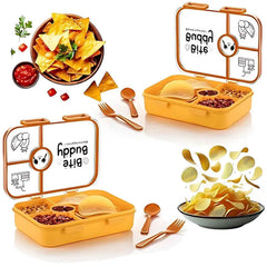 4-Compartment Leak-Resistant Lunch Box – BPA-Free with Cutlery