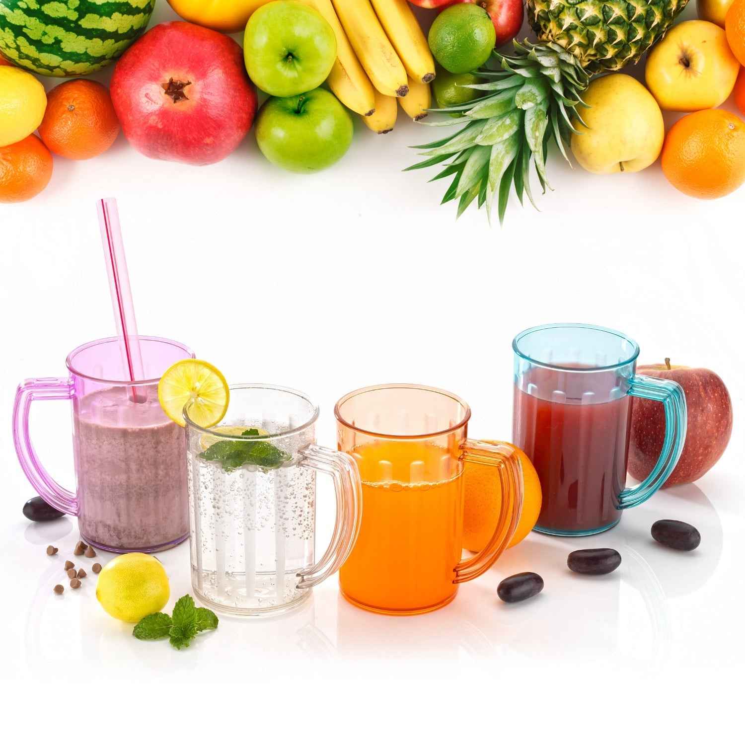 Unbreakable Plastic Glasses – Clear, Handled (Set of 2) | TableNest