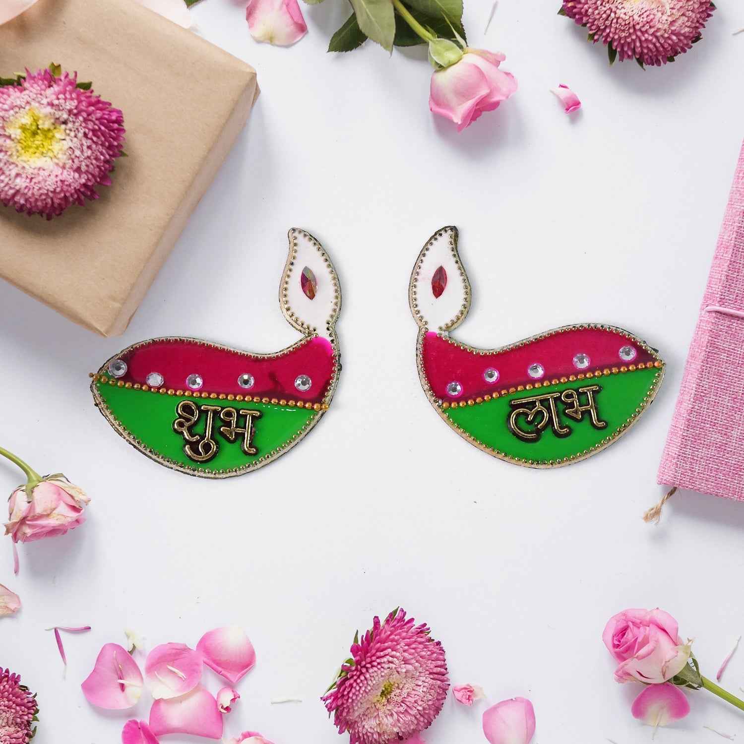 Shubh Labh Diya Wall Hangings – Set of 2 Decorative Pieces