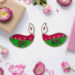 Shubh Labh Diya Wall Hangings – Set of 2 Decorative Pieces