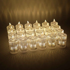 LED Flameless Decorative Candle Set – Smokeless Crystal Design