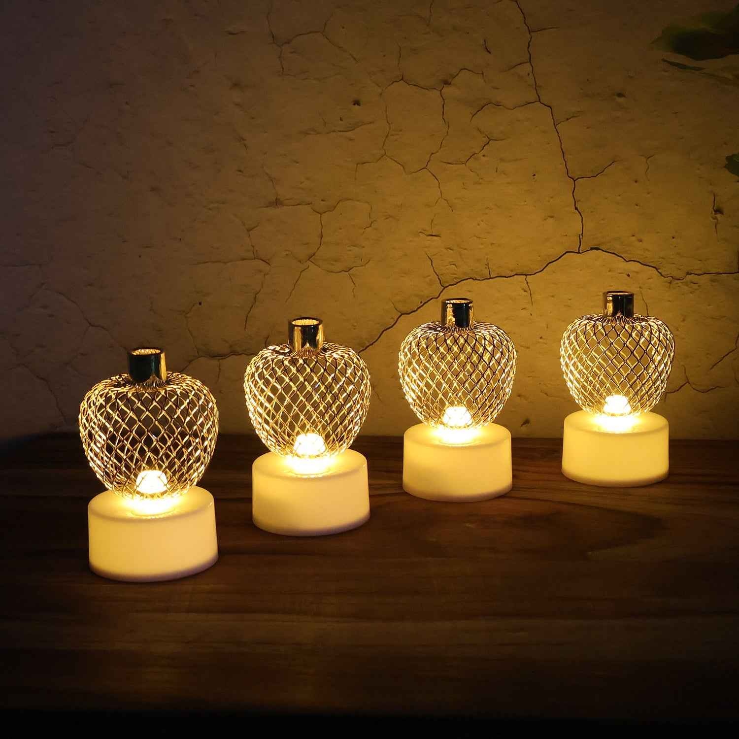 Apple LED Tealight Candles – Flameless Festive Glow (Set of 4)