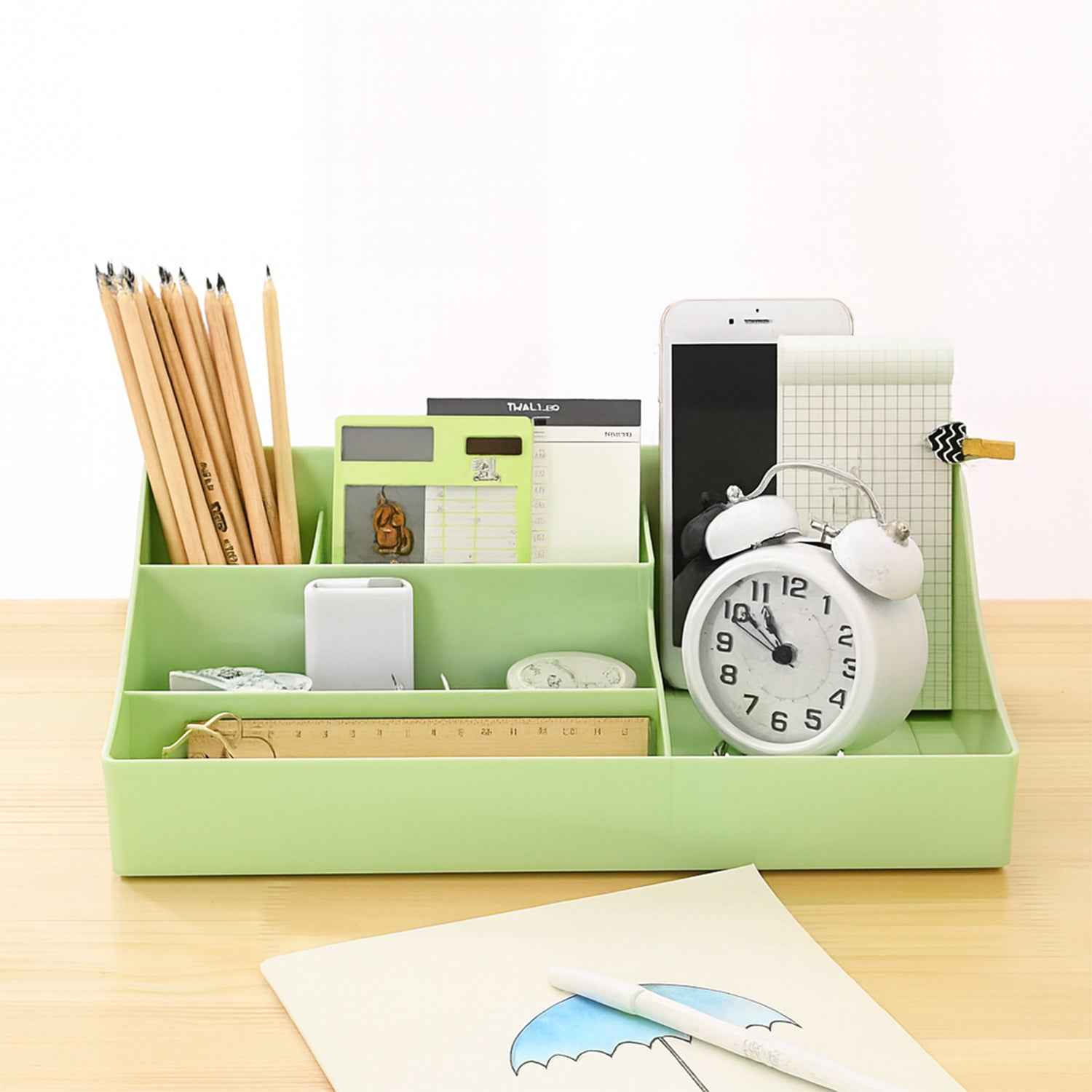 Desk Organizer Storage Tray – Multi-Section Plastic Organizer