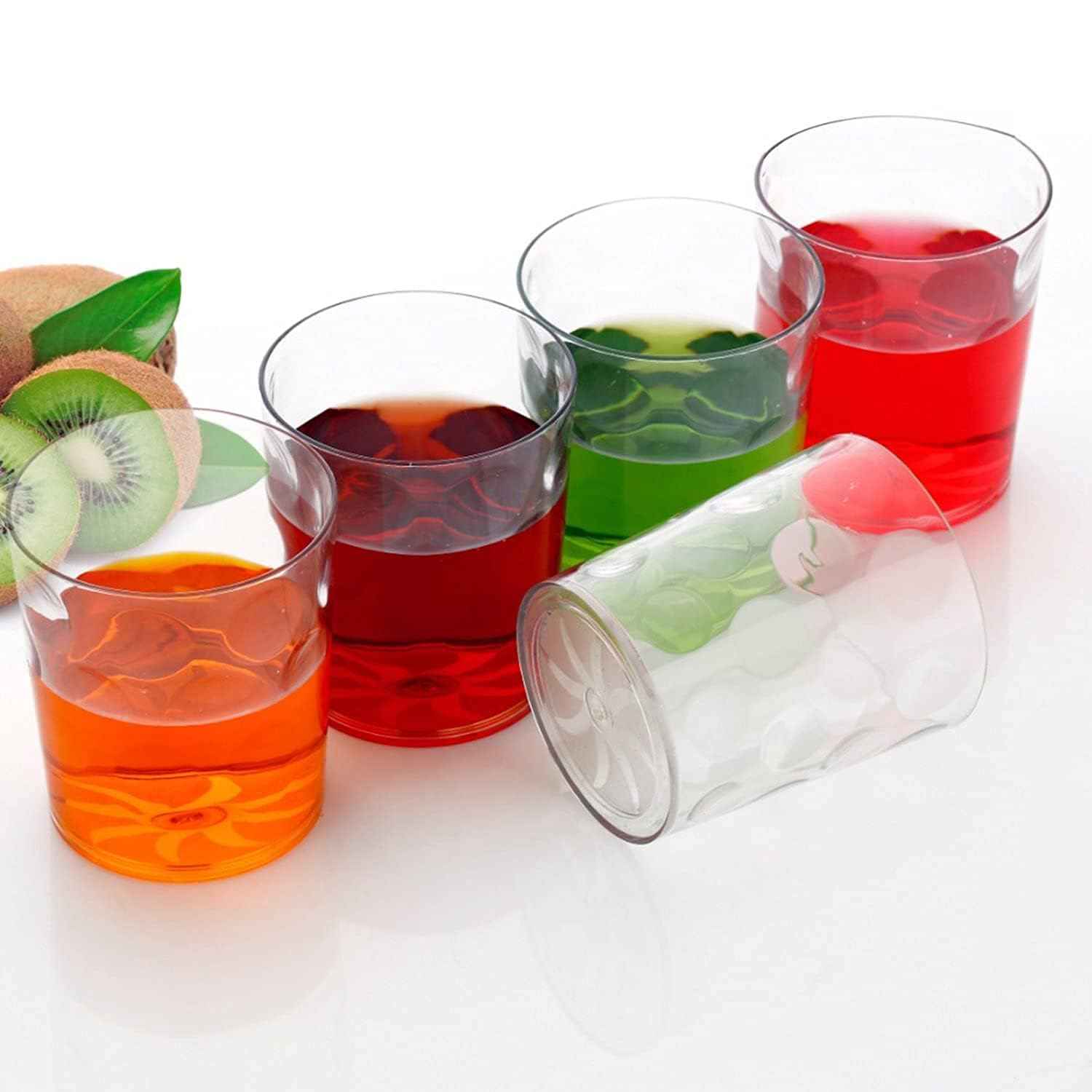 Unbreakable bubble design tumblers filled with refreshing juice on a summer day.