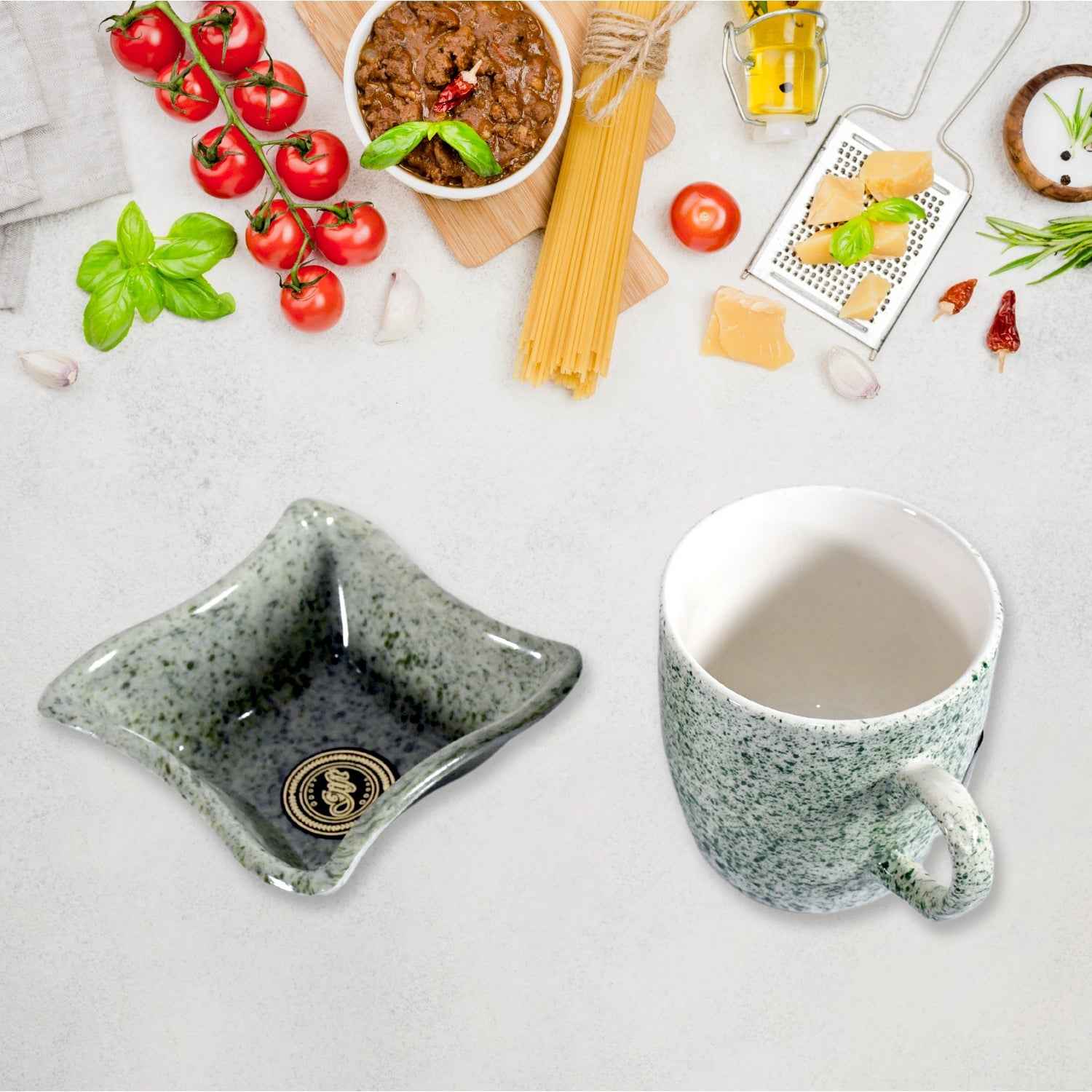 Ceramic Tea Cup Set – 4 Pcs with Snack Bowls | NG