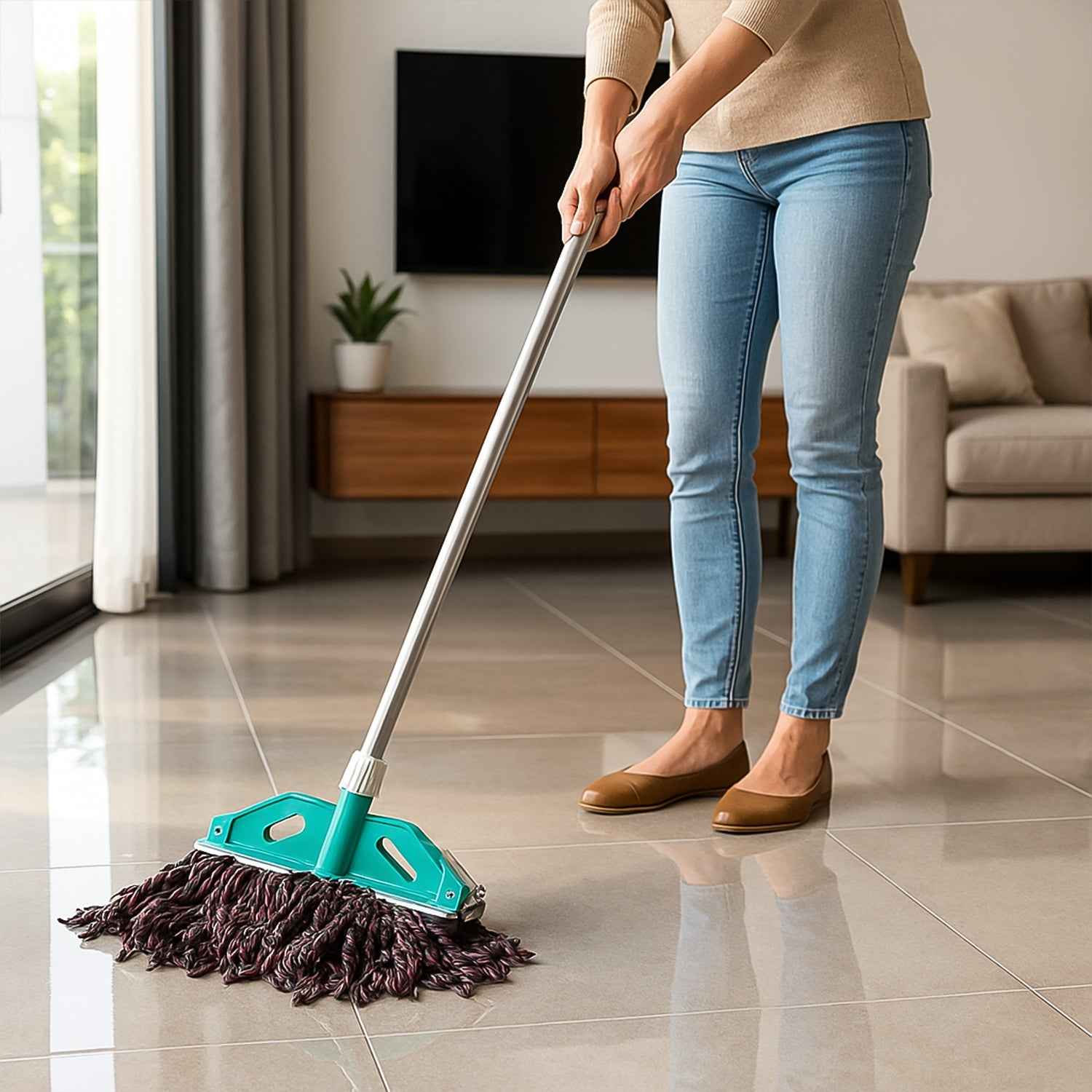 Cotton Yarn Floor Mop – Super Absorbent with Long Handle