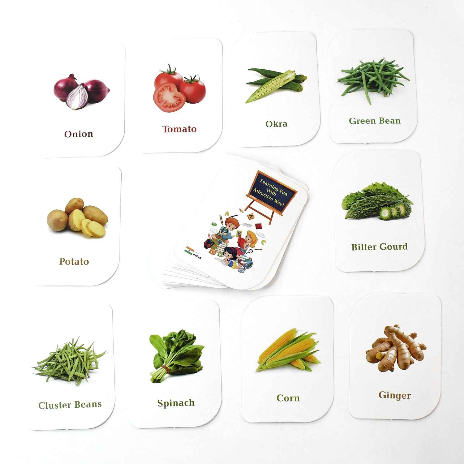 Vegetable Flash Cards – 32 Durable Educational Cards for Kids
