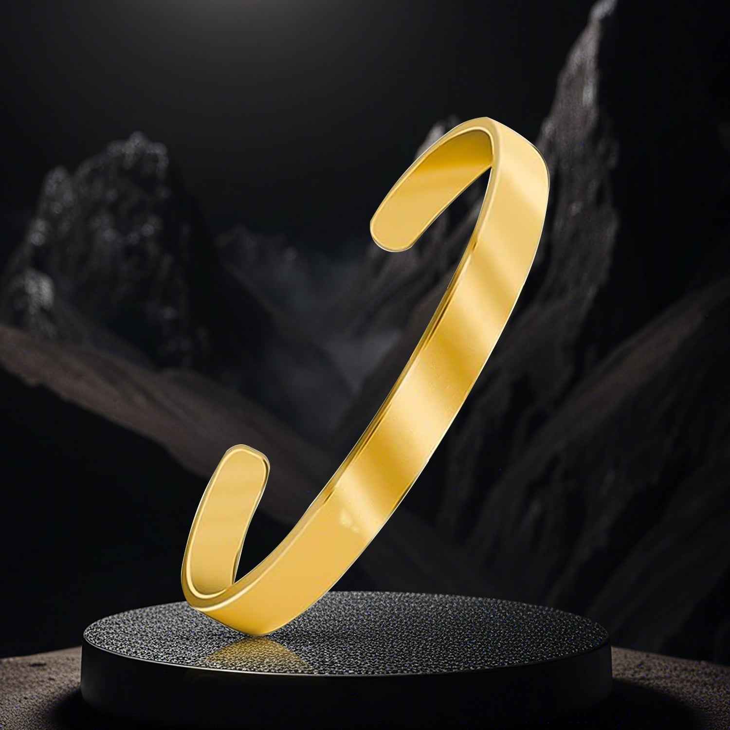 Gold Finish Open Cuff Bracelet – Elegant Adjustable Kada