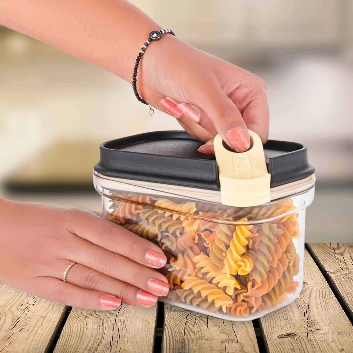 Push 'n' lock airtight food storage boxes in assorted sizes.