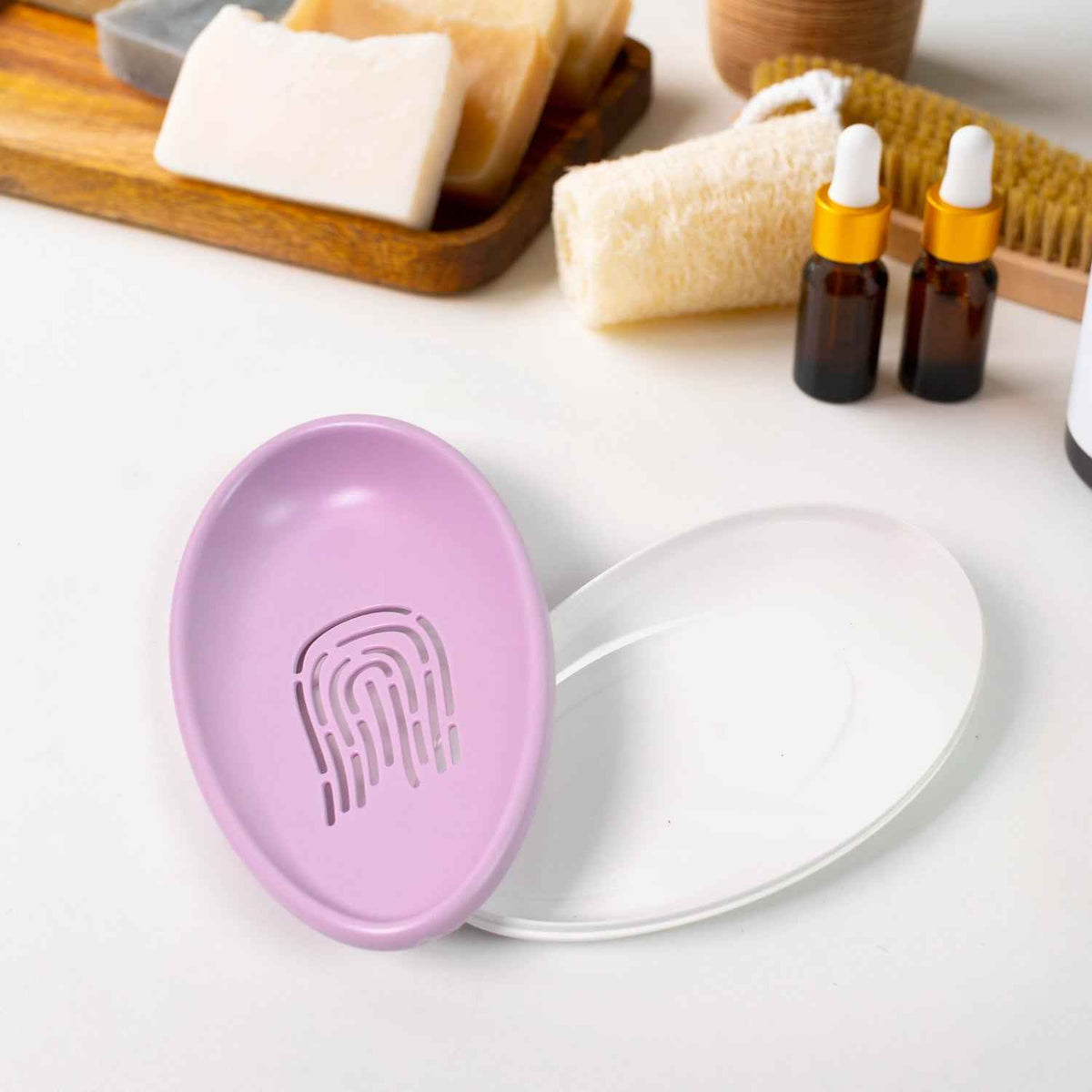 Soap Dish with Drain – Double-Layer Self-Draining | VelvetBubbles