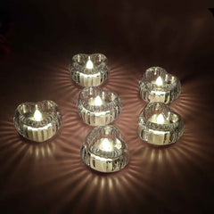LED Crystal Tealight Candles – Elegant Flameless Warm Glow (6 Pc)