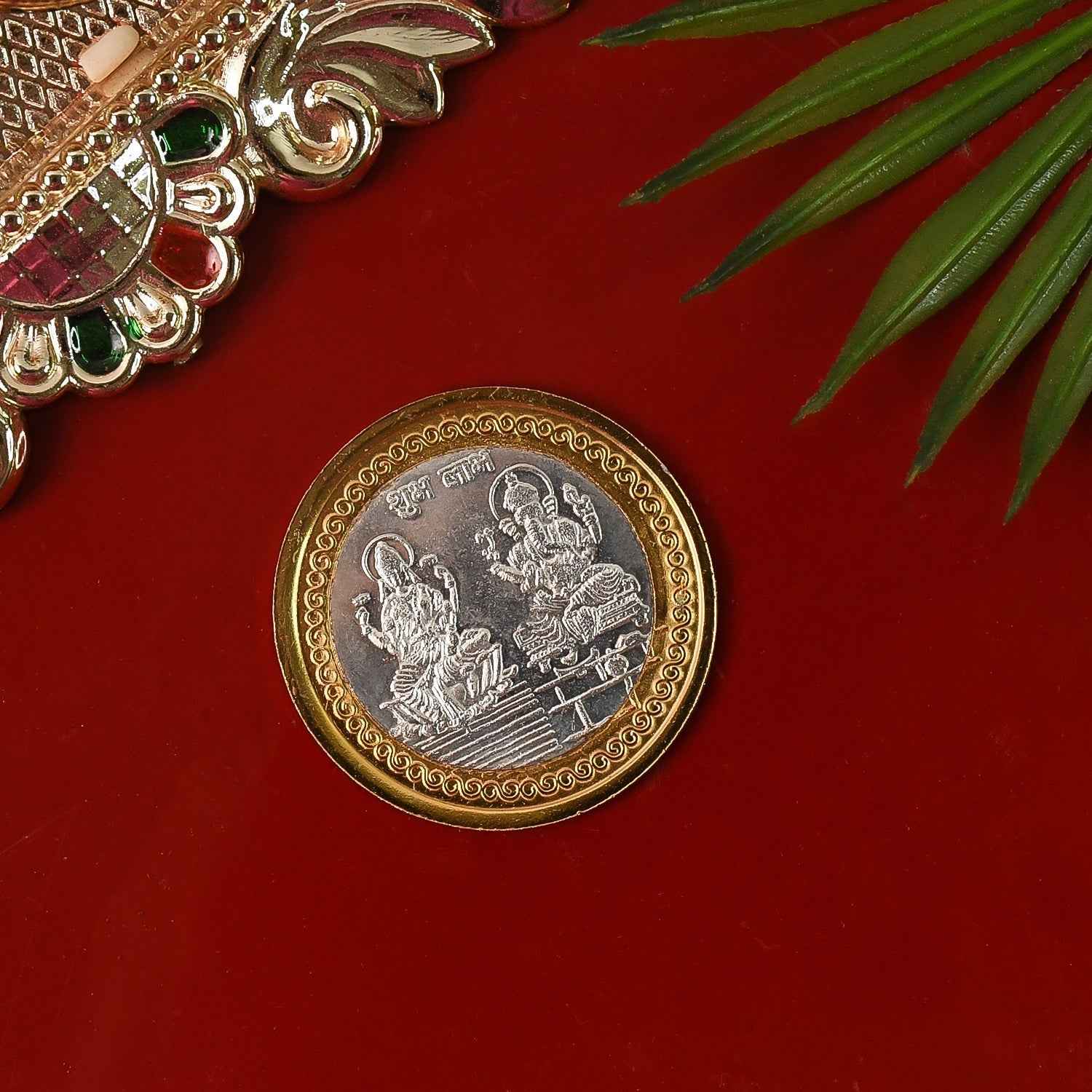 Lakshmi Ganesh Dual-Tone Religious Coin – Auspicious Symbol of Prosperity