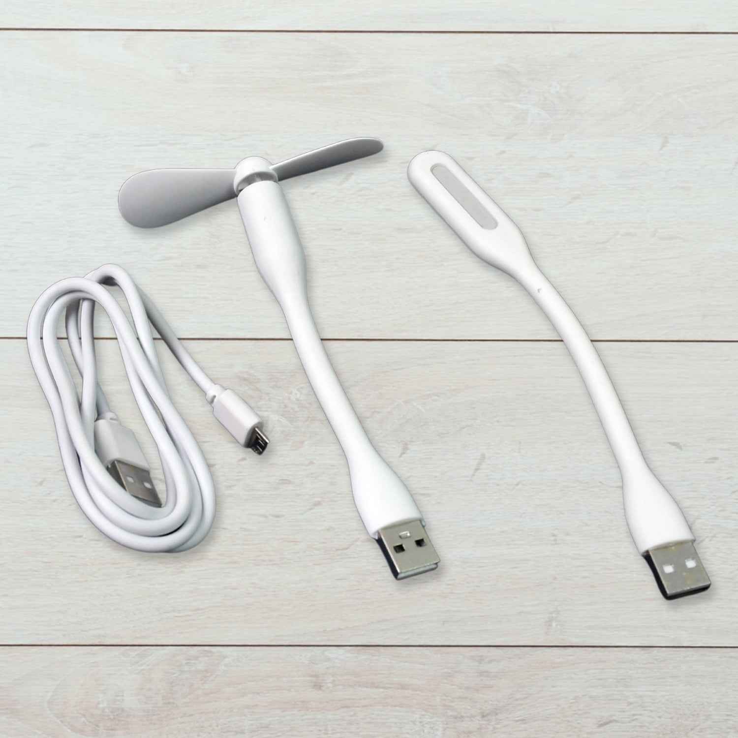 Portable USB Fan Set – Mini Fan, LED Light & Cable | Indo Glow