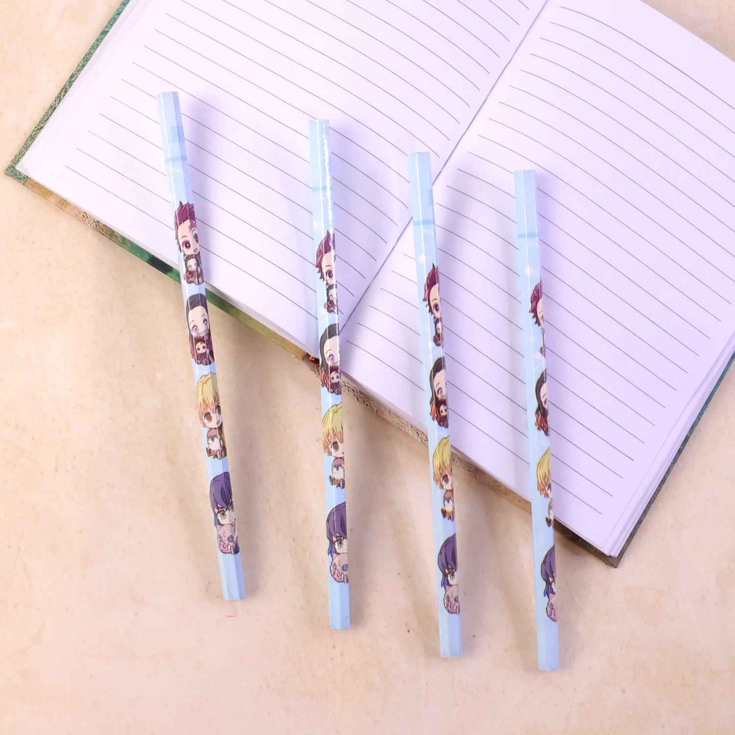 Cartoon Printed Pencil Set – 4 Cute School Writing Pencils