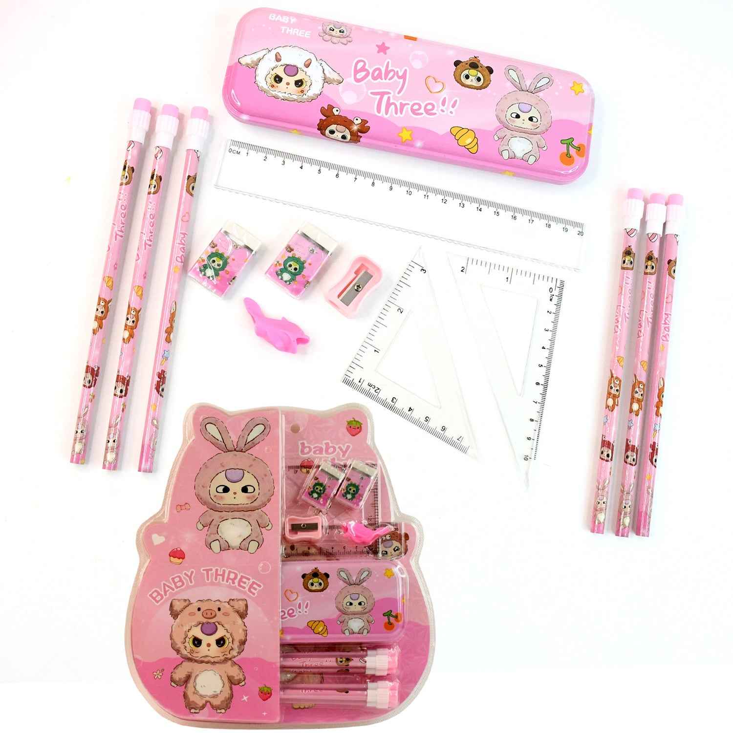 Cartoon Stationery Set for Kids – Complete 14-Piece School Supplies