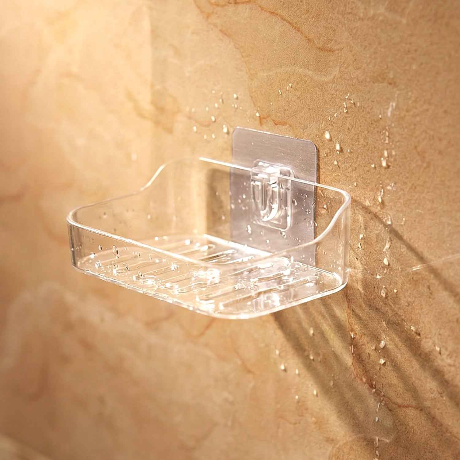 Transparent Wall-Mounted Soap Dish Set – Space-Saving & Drainage