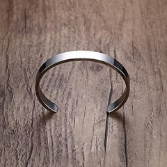 Designer silver-tone stainless steel open cuff bracelet