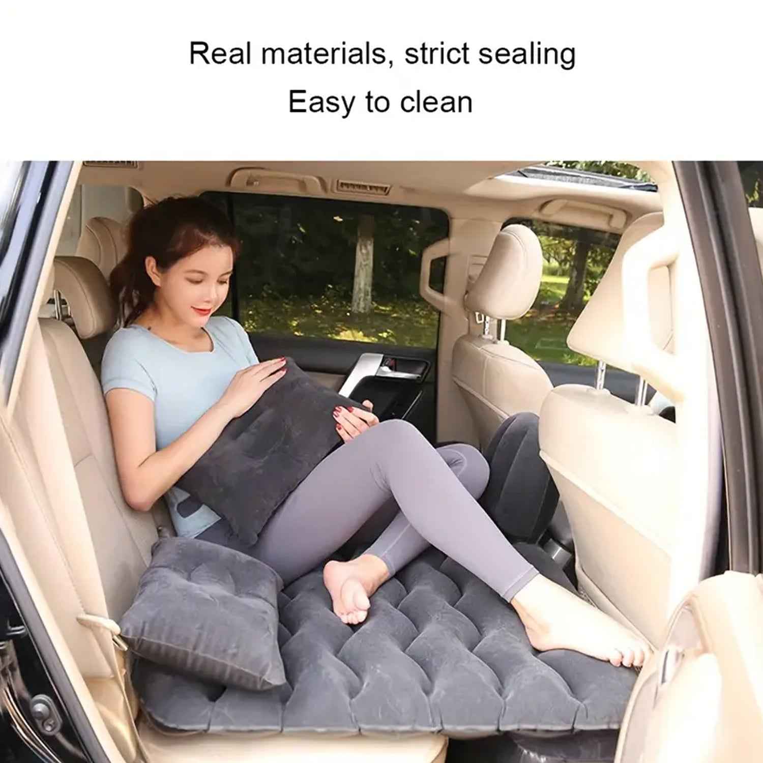 Inflatable Car Backseat Air Mattress – Portable Comfort with Pump & Pillows