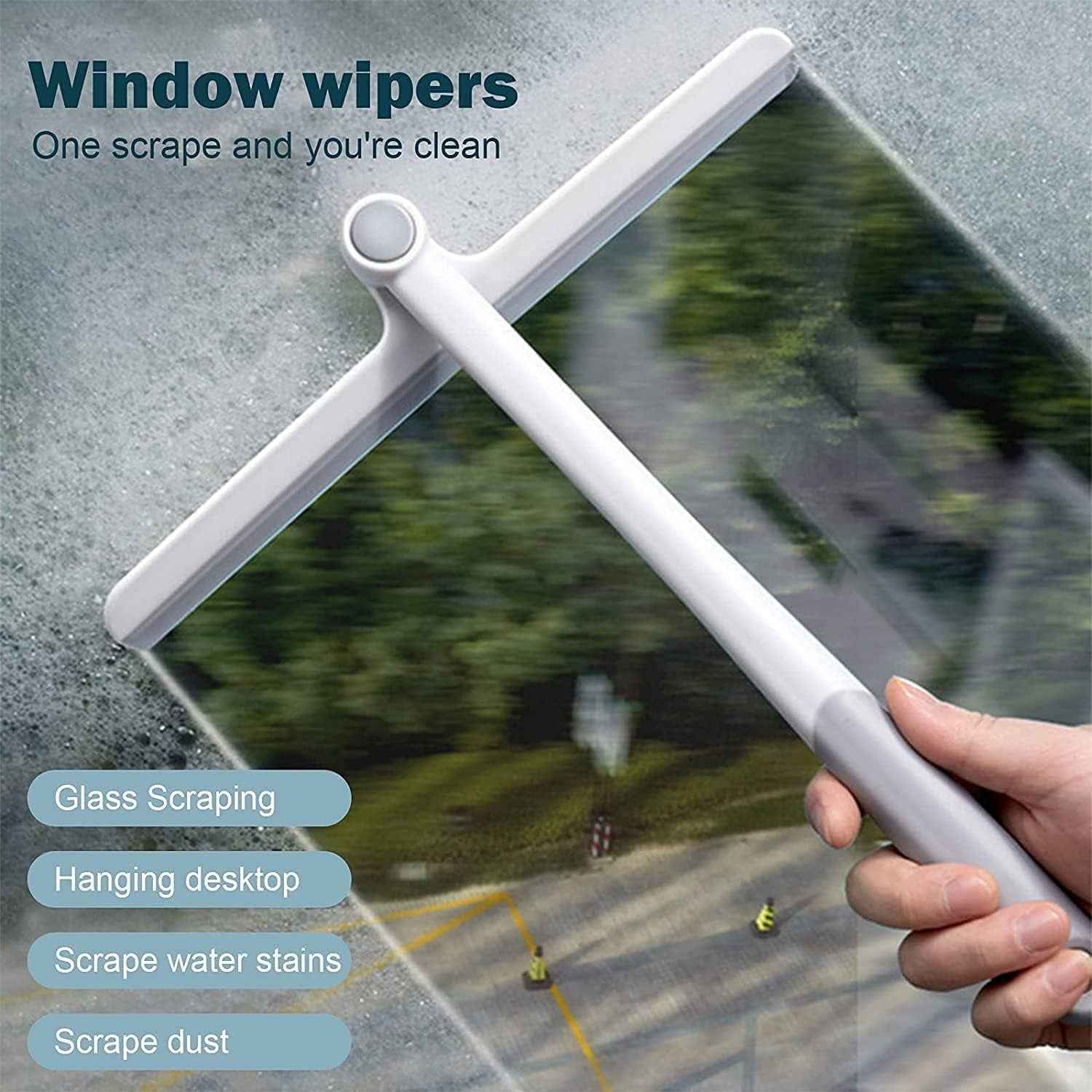 Window Glass Cleaning Wiper – 2-in-1 Microfiber & Silicone Blade