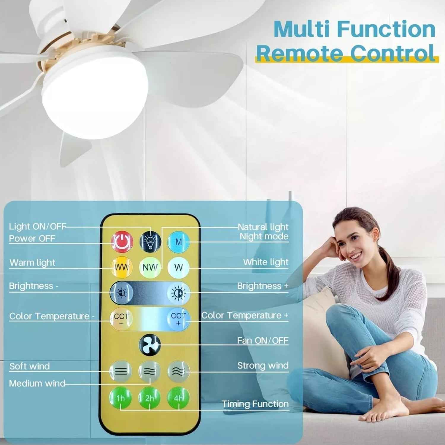 LED Ceiling Fan – Remote Control, Triple Light | Indo Glow
