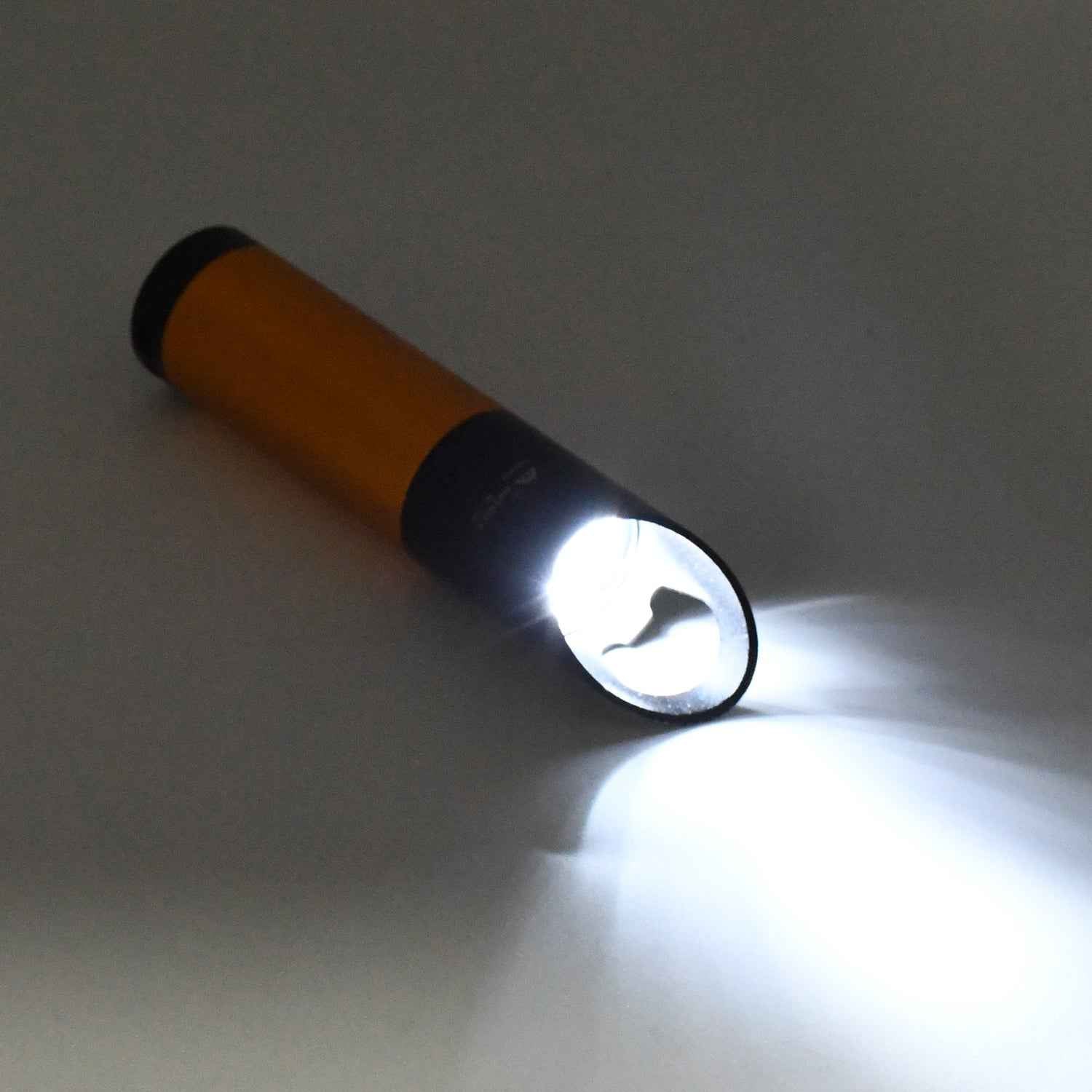 Front view of the compact Mini LED Torch, ideal for travel.