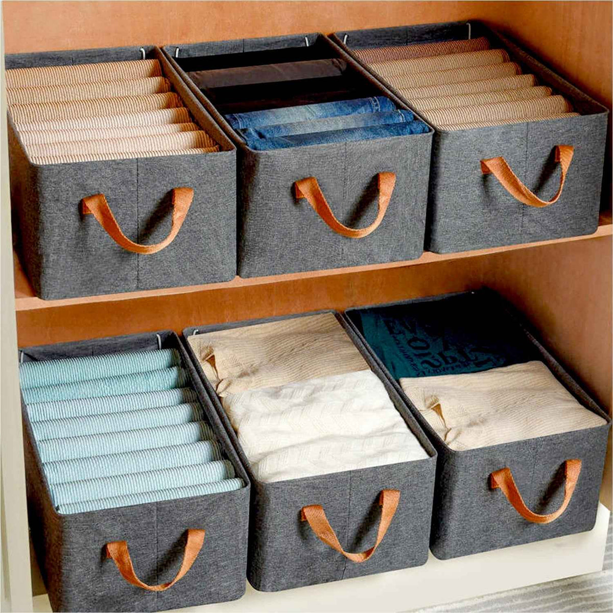 Foldable Storage Box – 45 cm Cotton Linen Organizer | Organivo