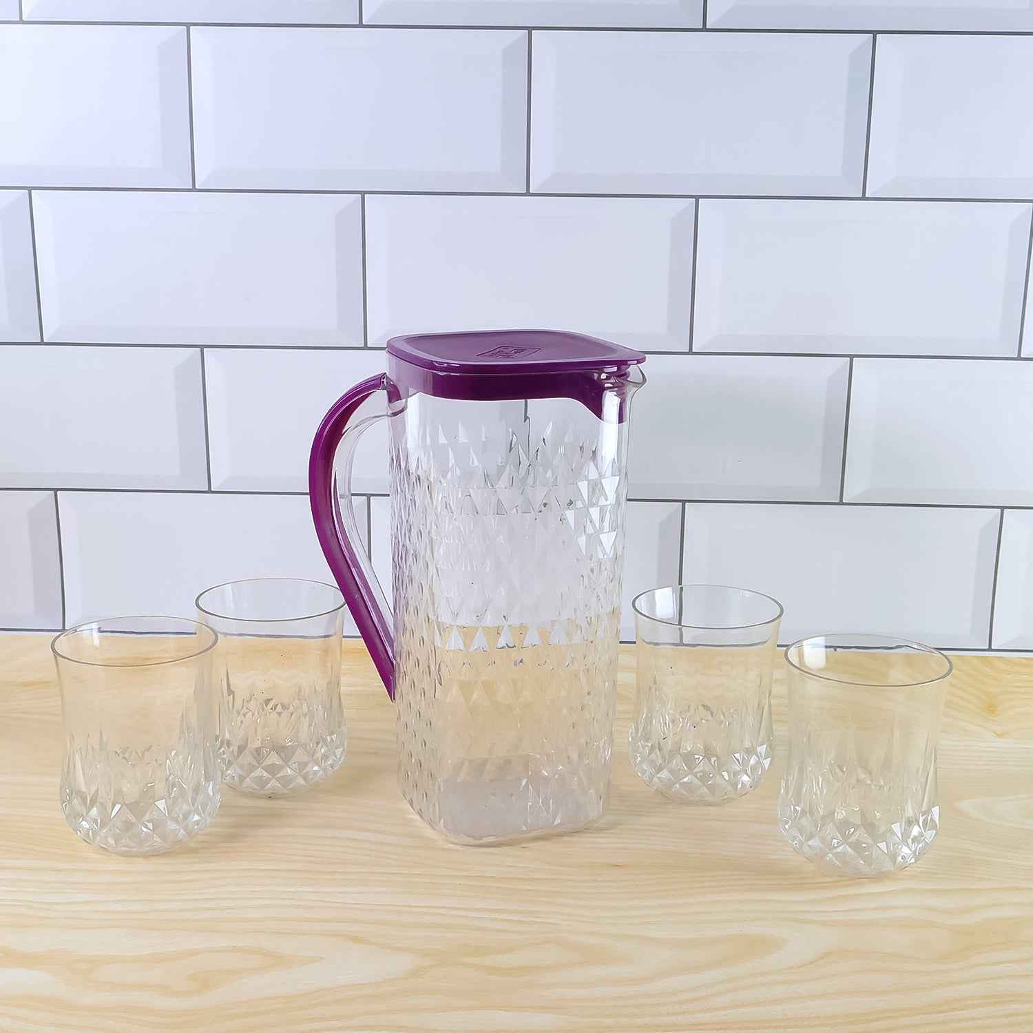 Plastic Jug with Glasses Combo – 5-Piece BPA-Free Serving Set